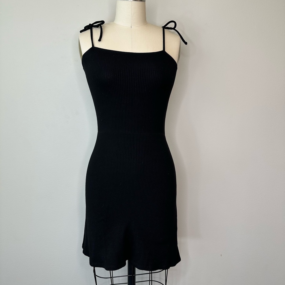 Reformation Black Ribbed Dress